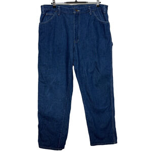 Dickies Carpenter Jeans Mens 38x30 Blue Denim Workwear Dark Wash Straight NEW